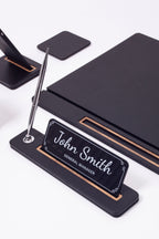 Lincoln Leather Desk Set 6 Piece Covered Model