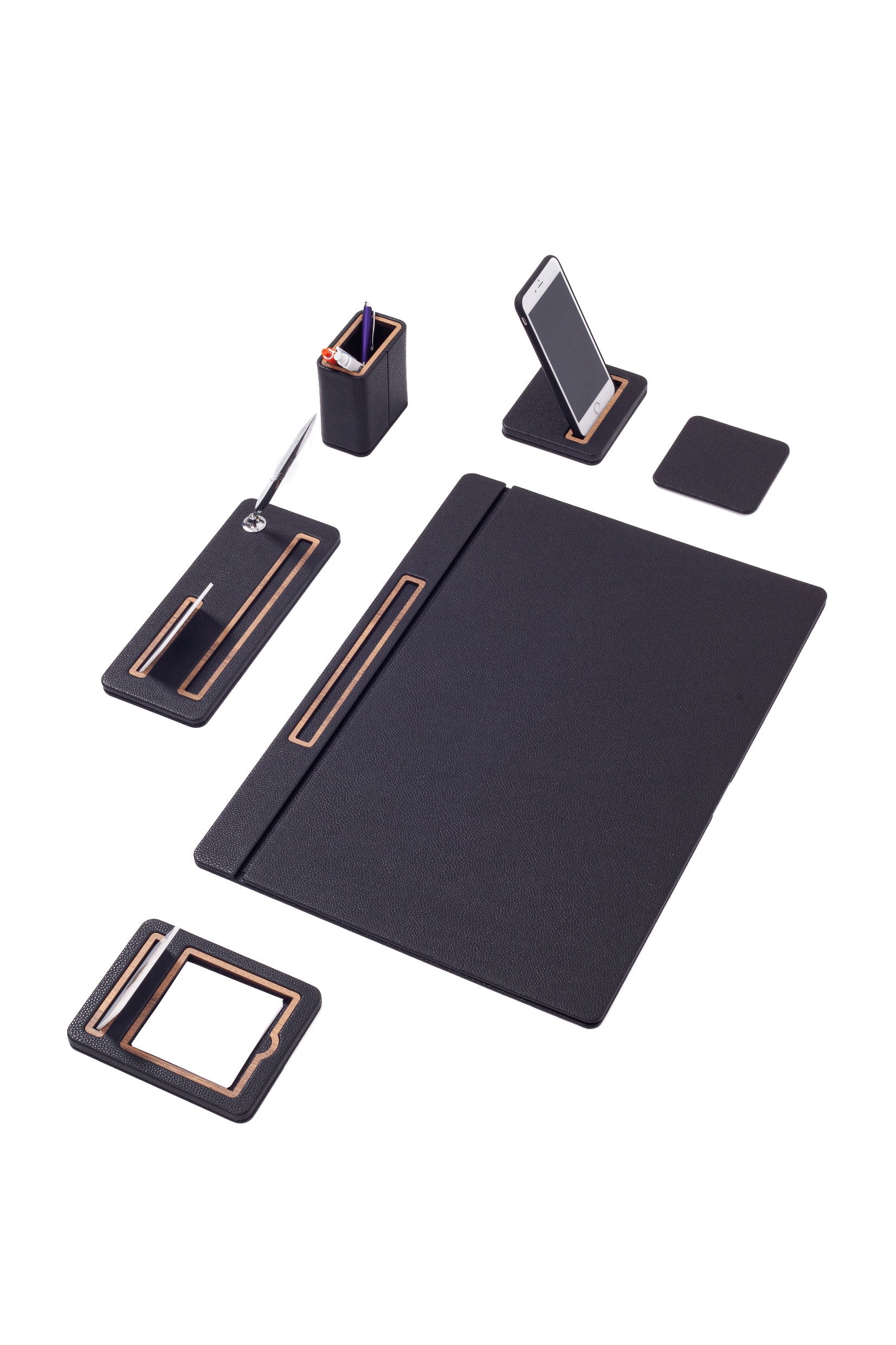 Porto Leather Desk Set 6 Piece Covered Model