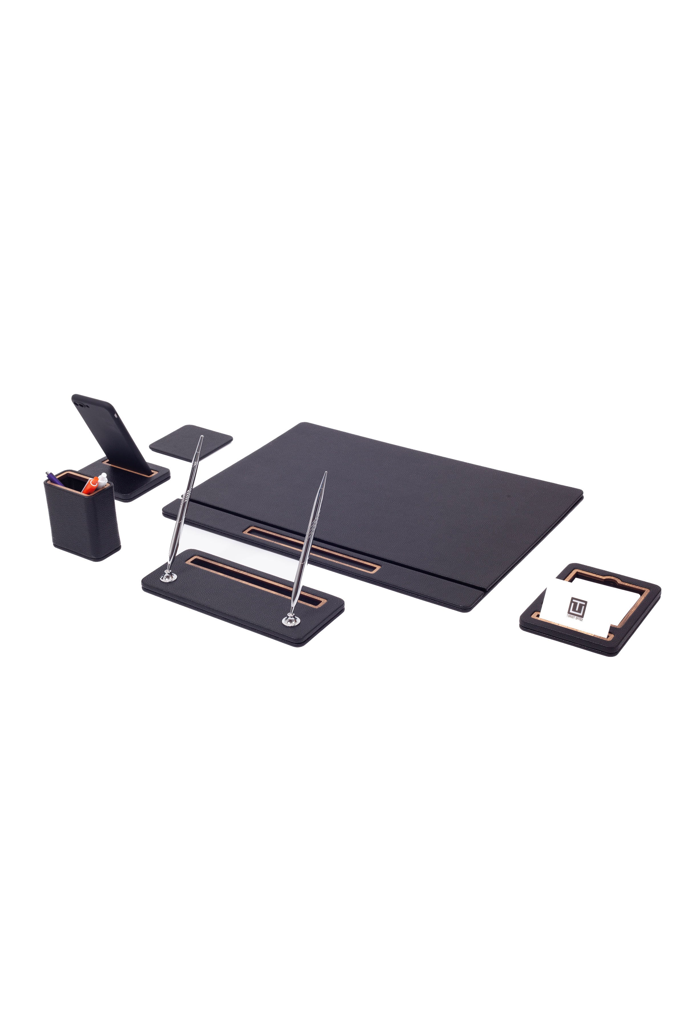 Pera Leather Desk Set 6 Piece Covered Model