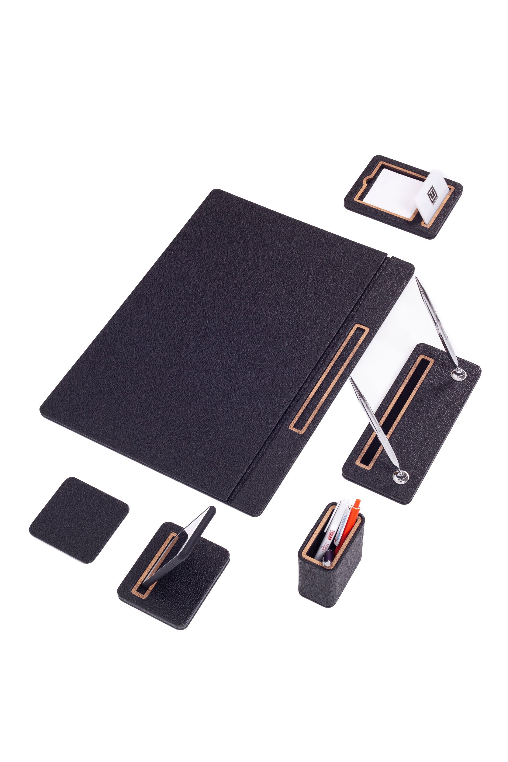 Pera Leather Desk Set 6 Piece Covered Model