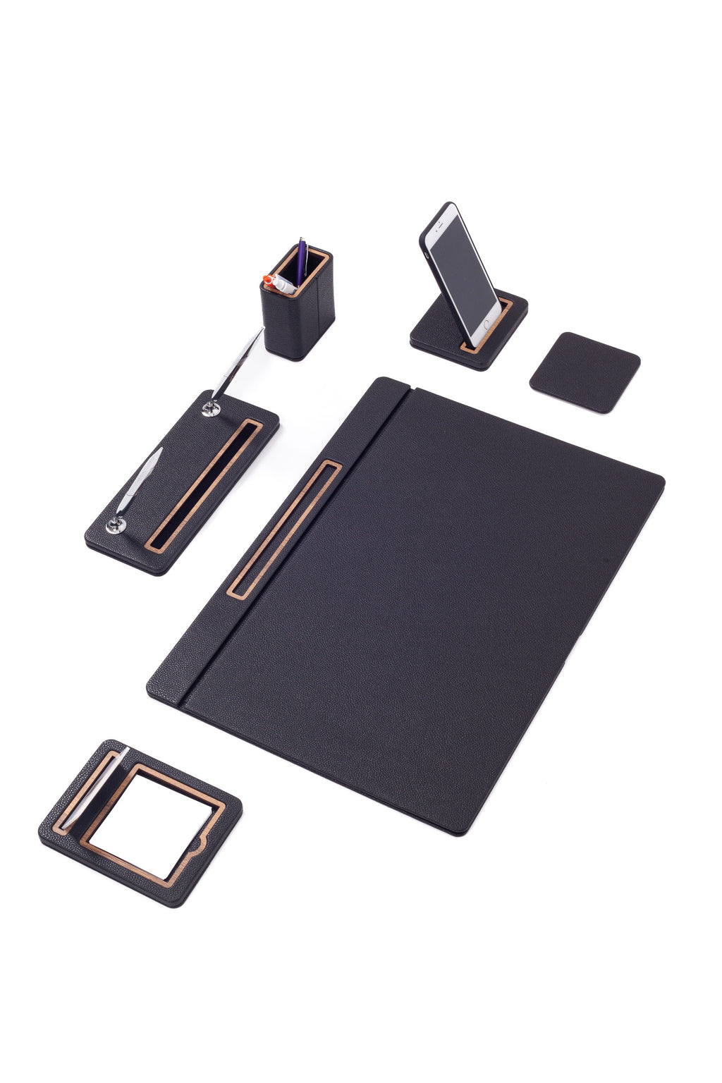 Pera Leather Desk Set 6 Piece Covered Model