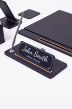 Cavalli Leather Desk Set 6 Pieces Covered Model Desk with Nameplate