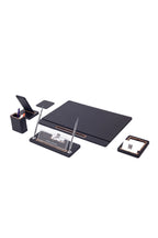 Capella Leather Desk Set 6 Pieces Covered Model Desk with Nameplate