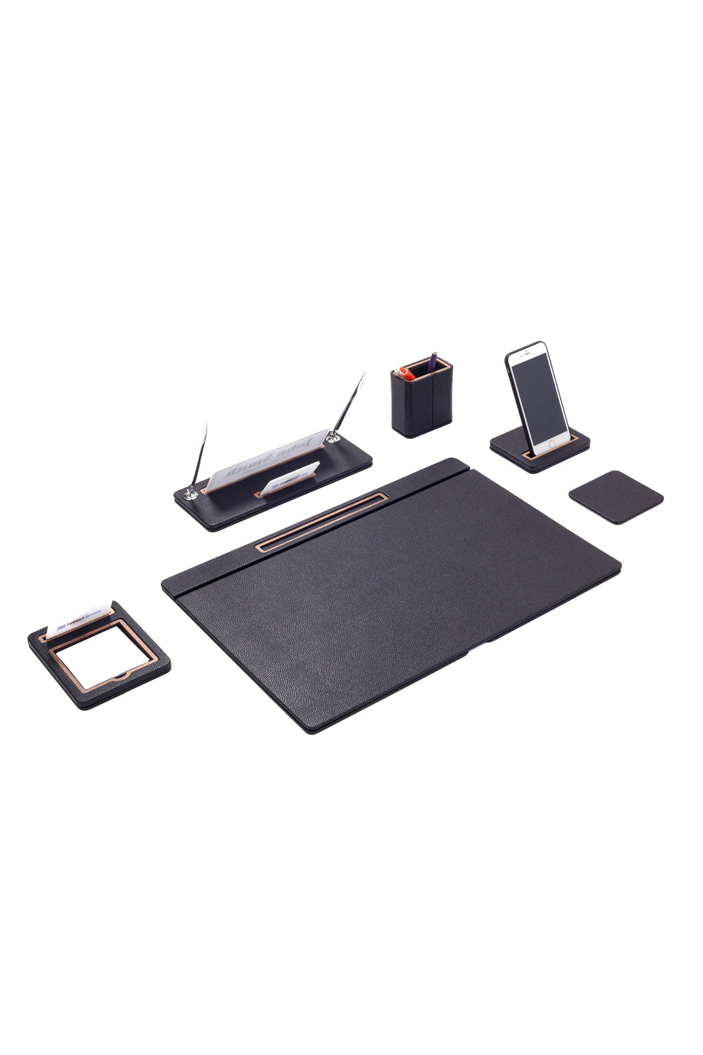 Capella Leather Desk Set 6 Pieces Covered Model Desk with Nameplate