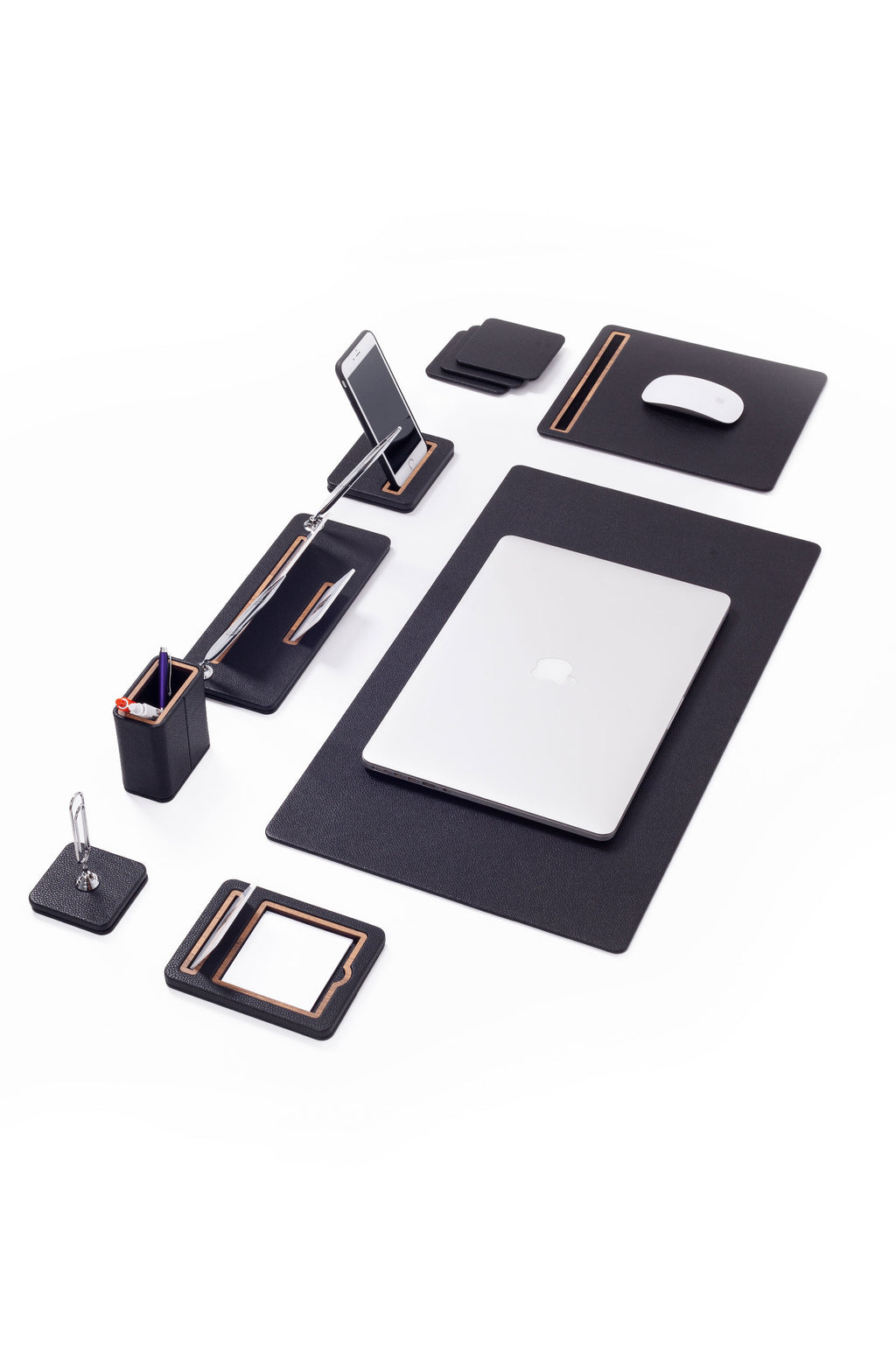 Capella Deri Masa Seti 6 Parça Masa ve İsimlik