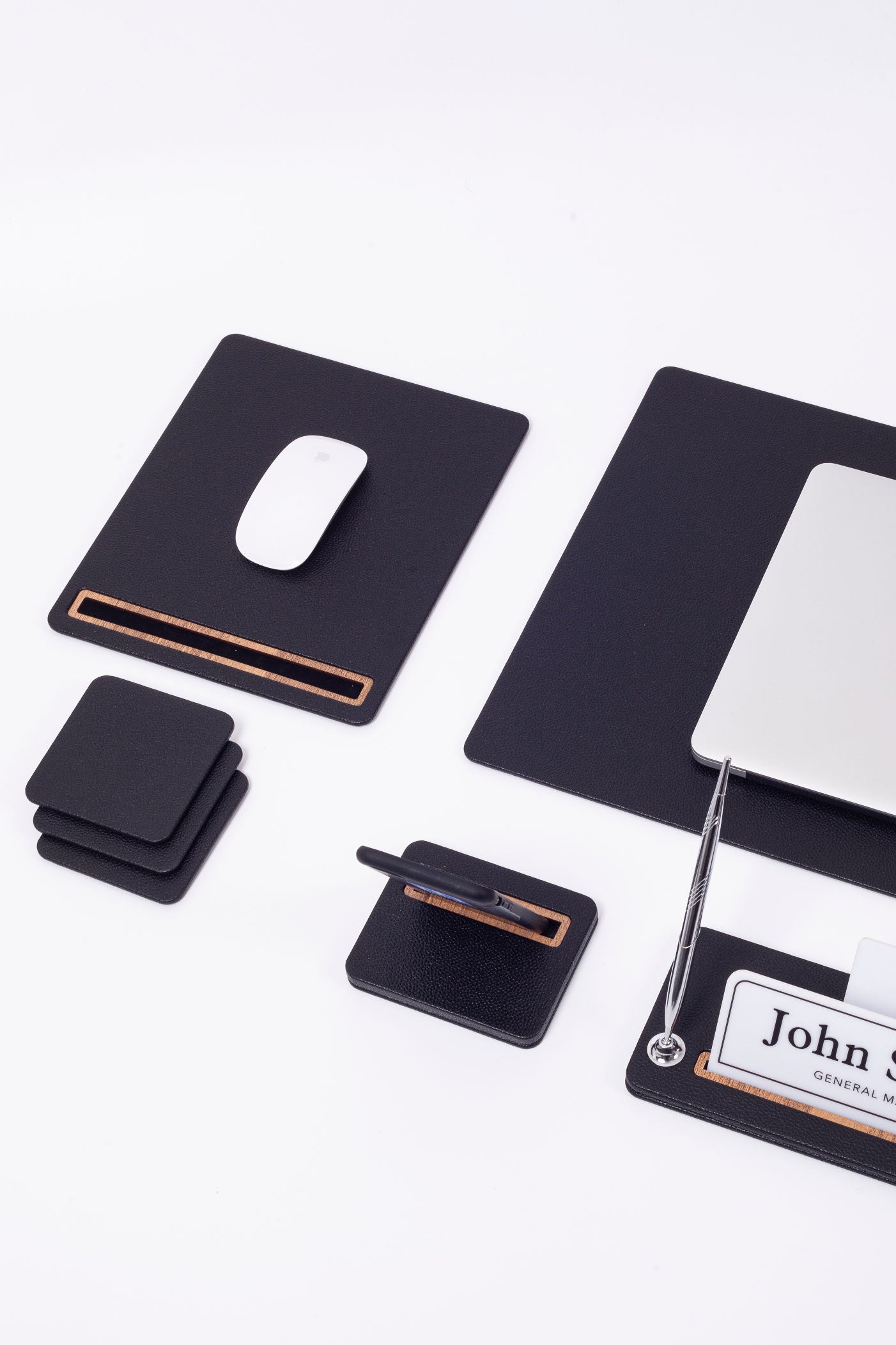 Capella Deri Masa Seti 6 Parça Masa ve İsimlik