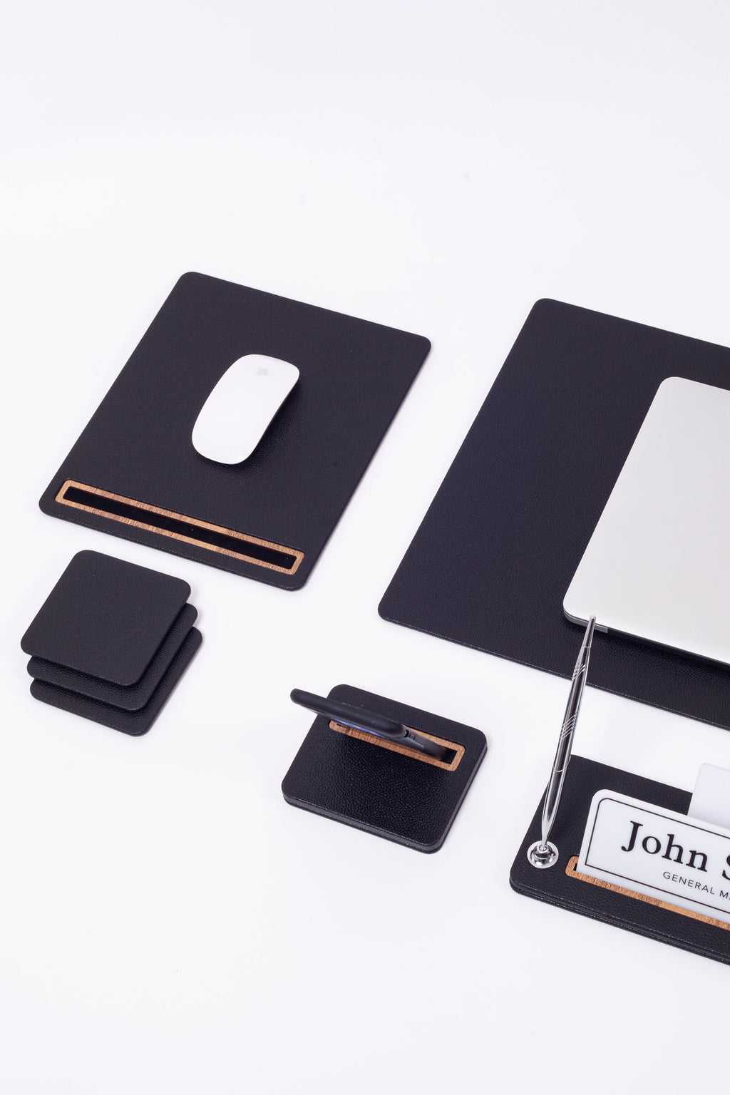 Capella Leather Desk Set with 8 Piece Desk Name