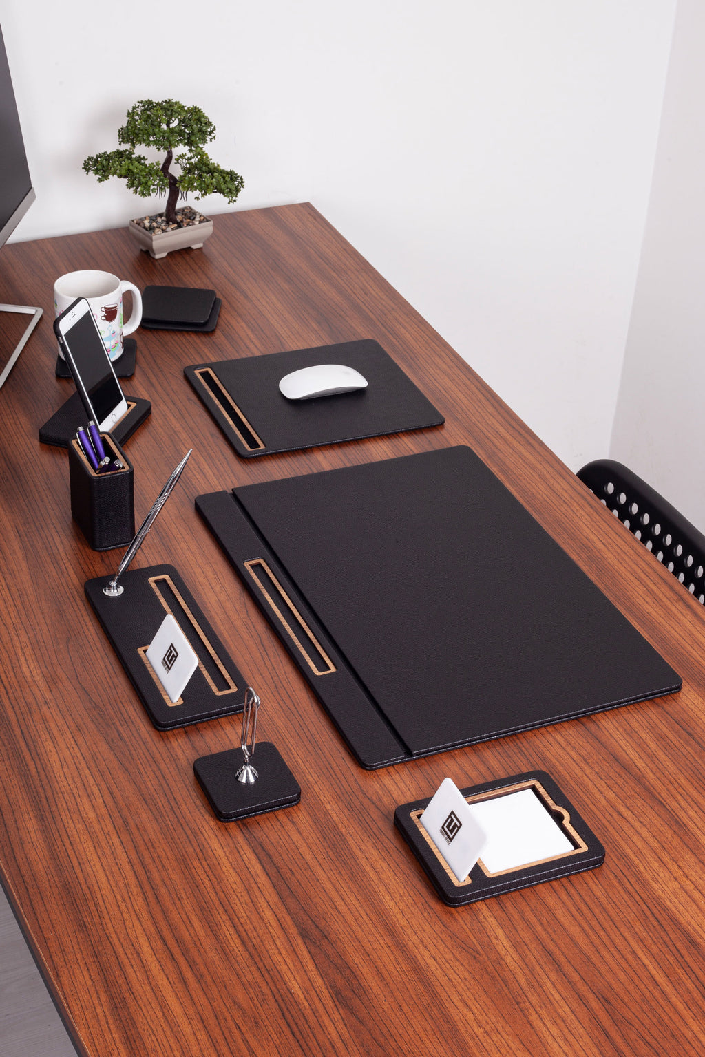 Porto Leather Desk Set 8 Piece Covered Model