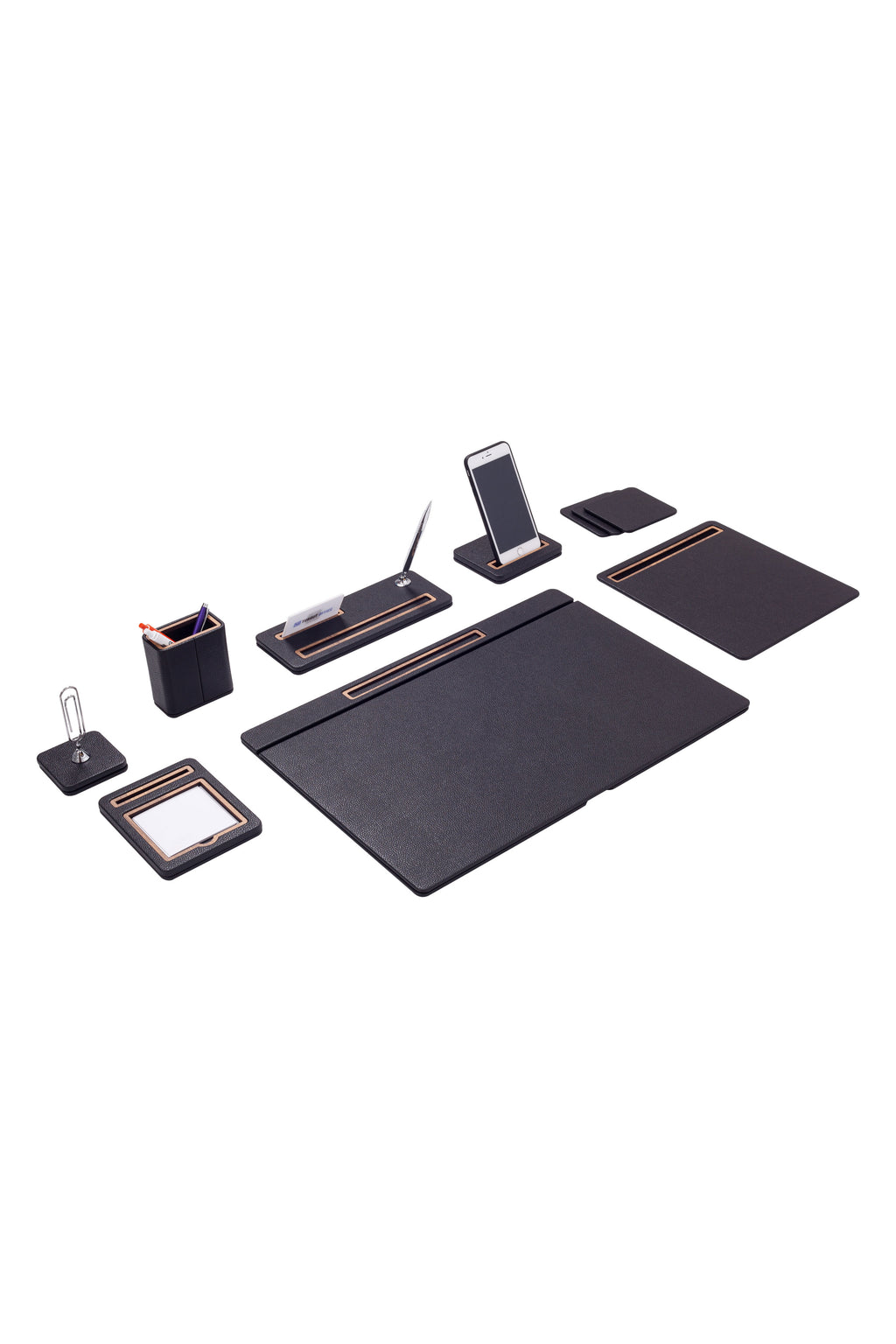 Porto Leather Desk Set 8 Piece Covered Model