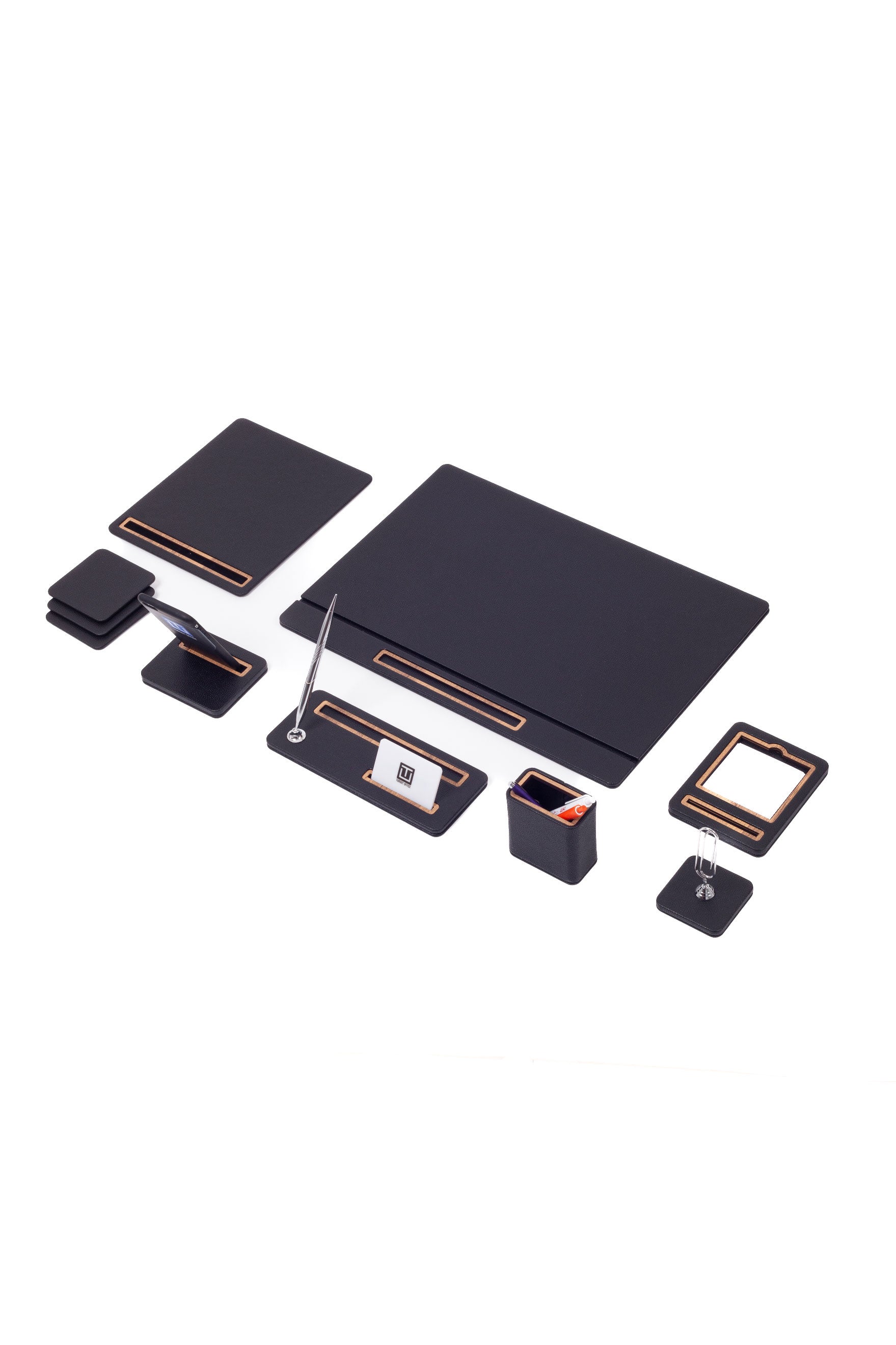 Porto Leather Desk Set 8 Piece Covered Model