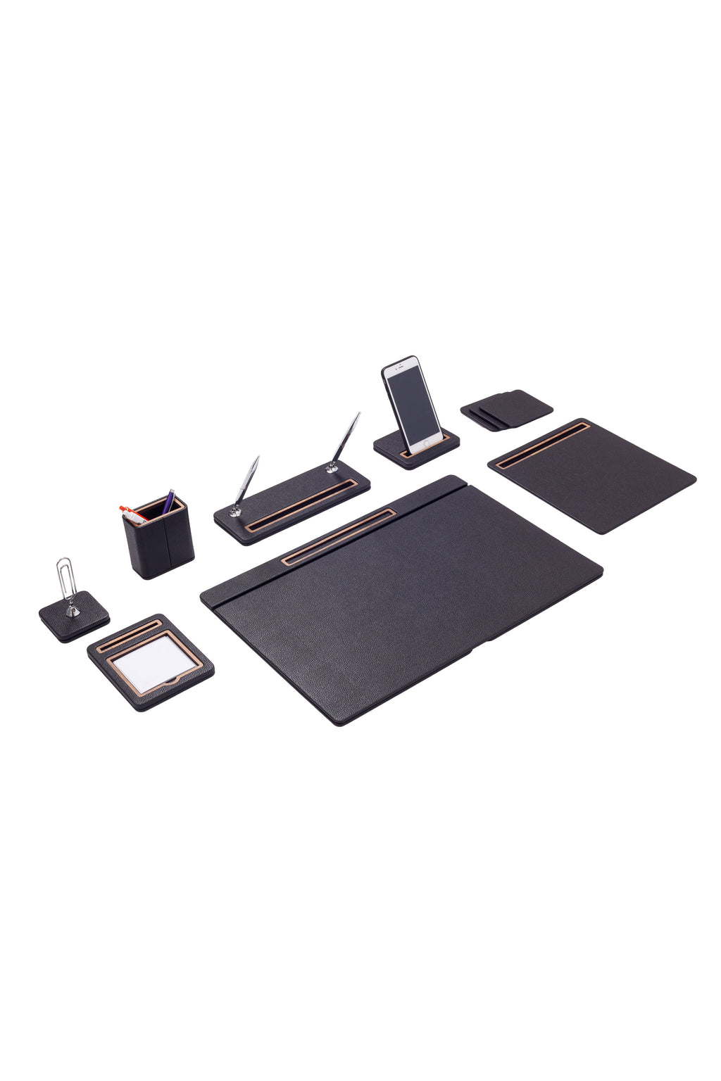 Pera Leather Desk Set 8 Piece Covered Model