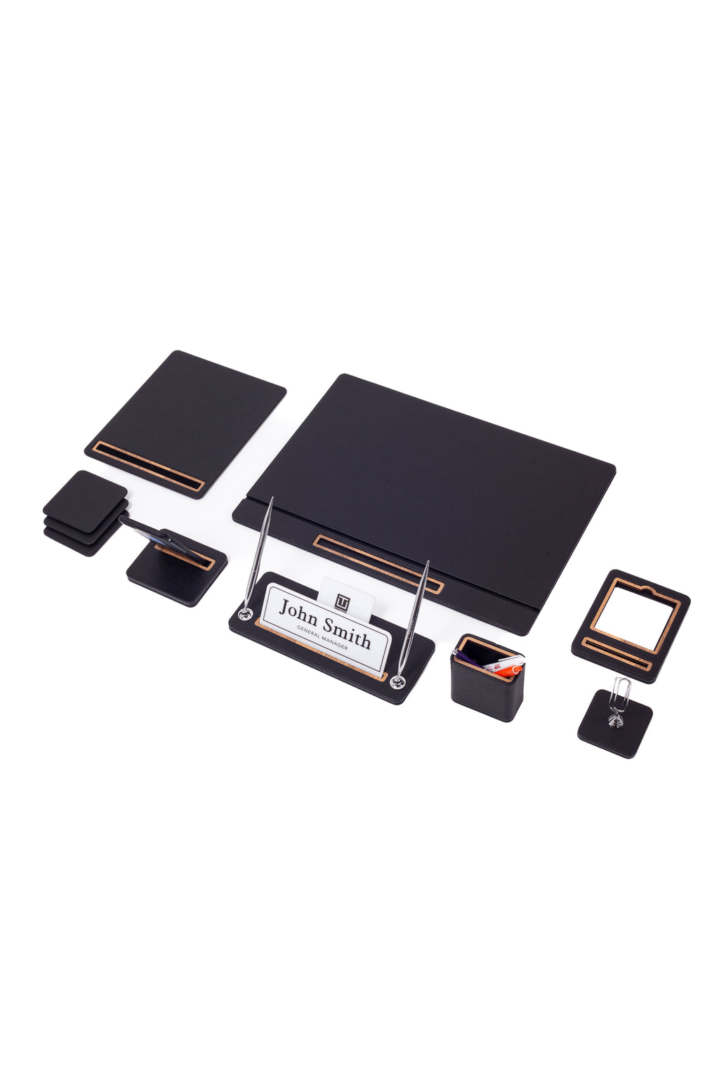 Capella Leather Desk Set 8 Piece Covered Model