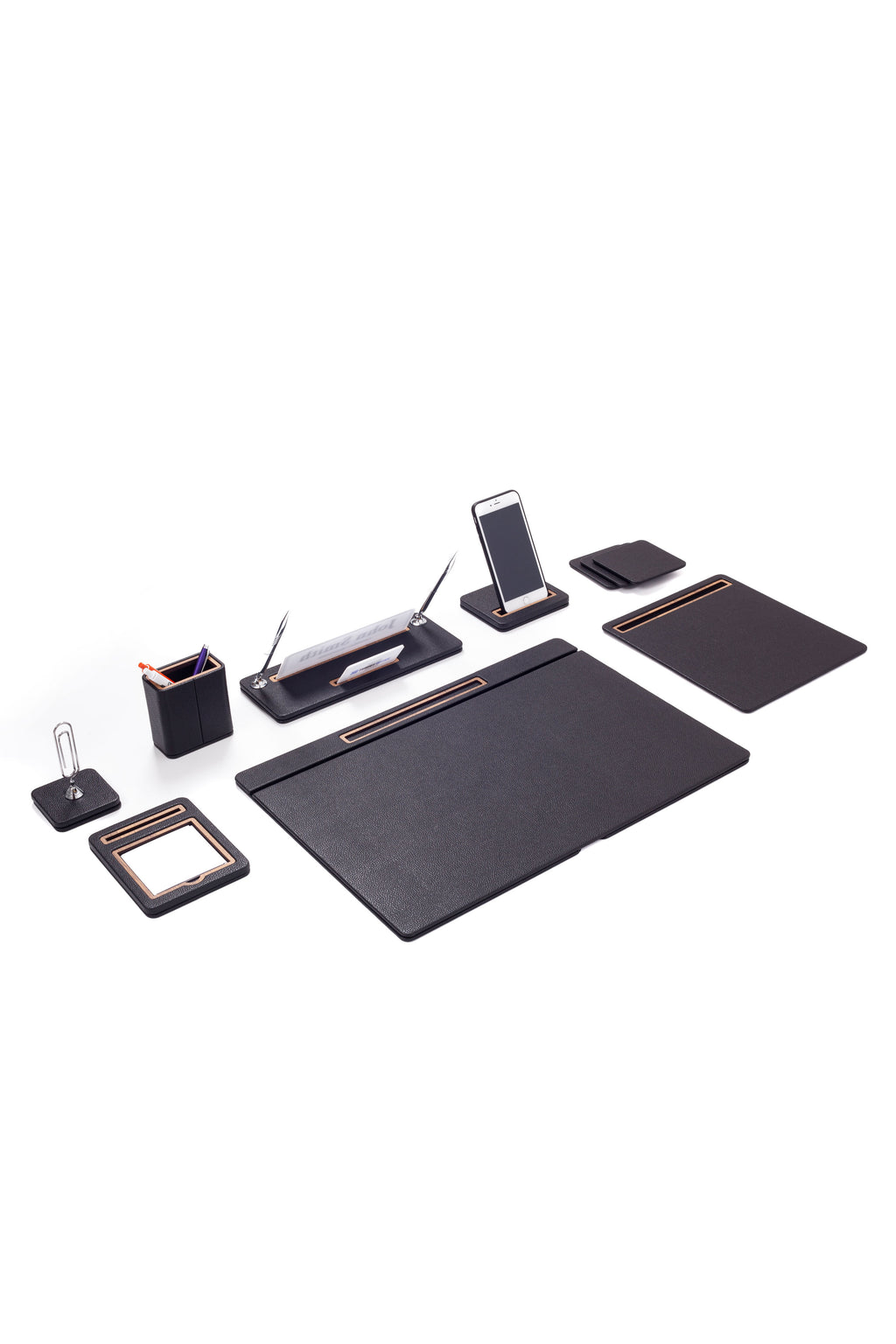 Capella Leather Desk Set 8 Piece Covered Model
