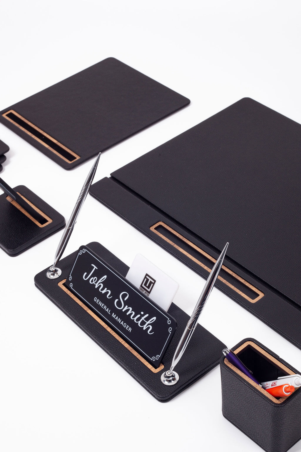 Capella Leather Desk Set 8 Piece Covered Model