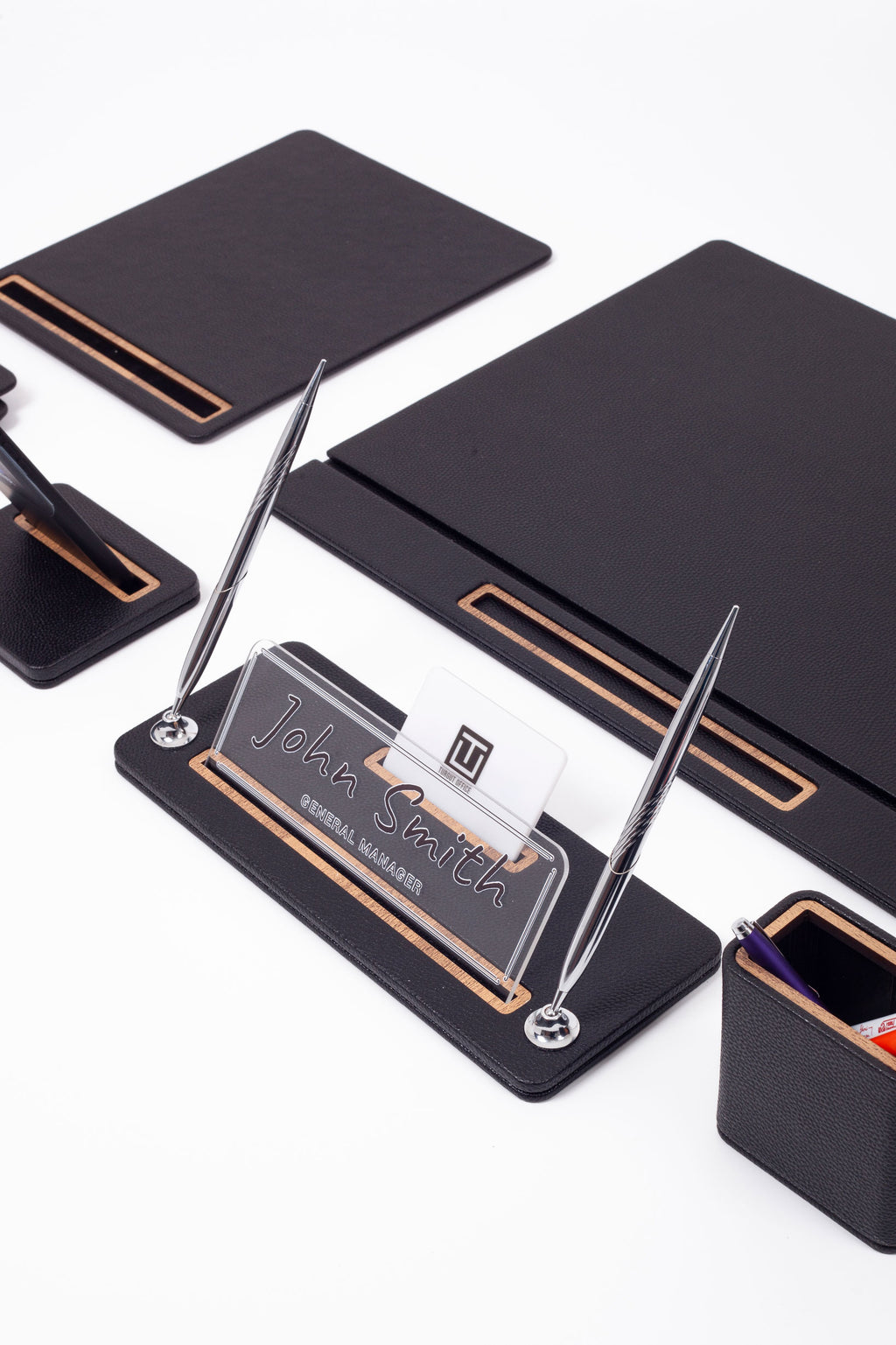 Capella Leather Desk Set 8 Piece Covered Model