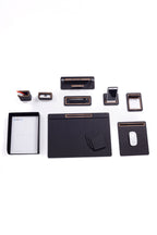 Capella Leather Desk Set 10 Pcs. Covered Model With Single Document Shelf