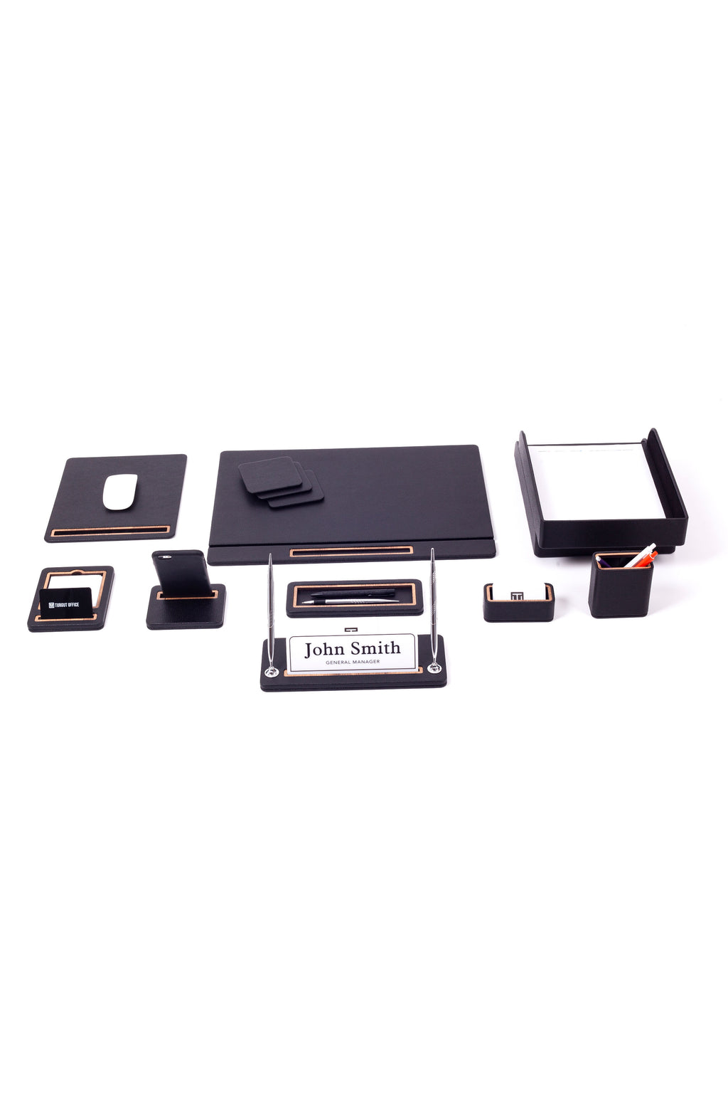 Capella Leather Desk Set 11 Pcs. Cover Model With Double Document Shelf