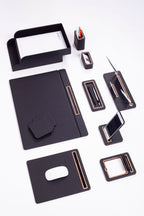 Capella Leather Desk Set 11 Pcs. Cover Model With Double Document Shelf