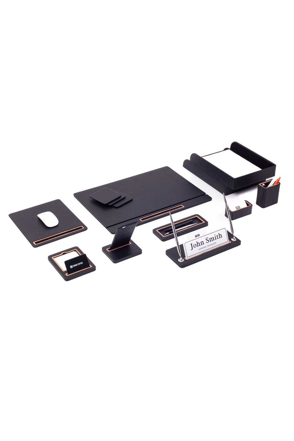 Capella Leather Desk Set 11 Pcs. Cover Model With Double Document Shelf