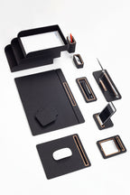 Capella Leather Desk Set 12 Pieces Covered Model With Three Document Shelves