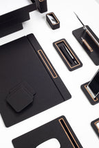 Capella Leather Desk Set 12 Pieces Covered Model With Three Document Shelves