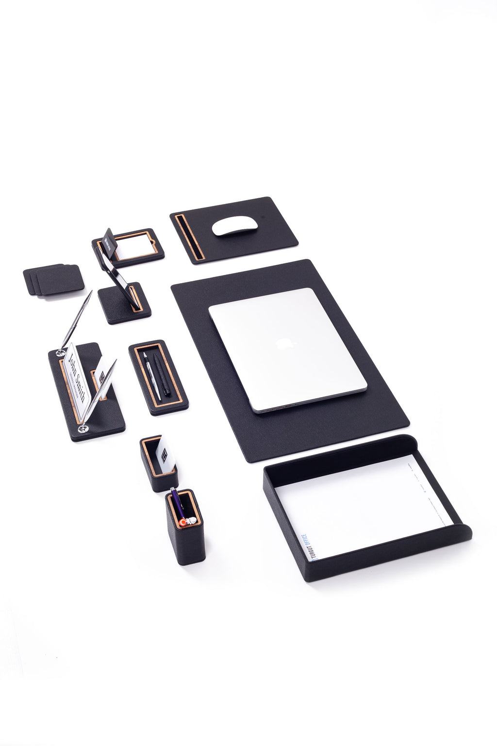 Capella Leather Desk Set 10 Pieces With Single Document Shelf