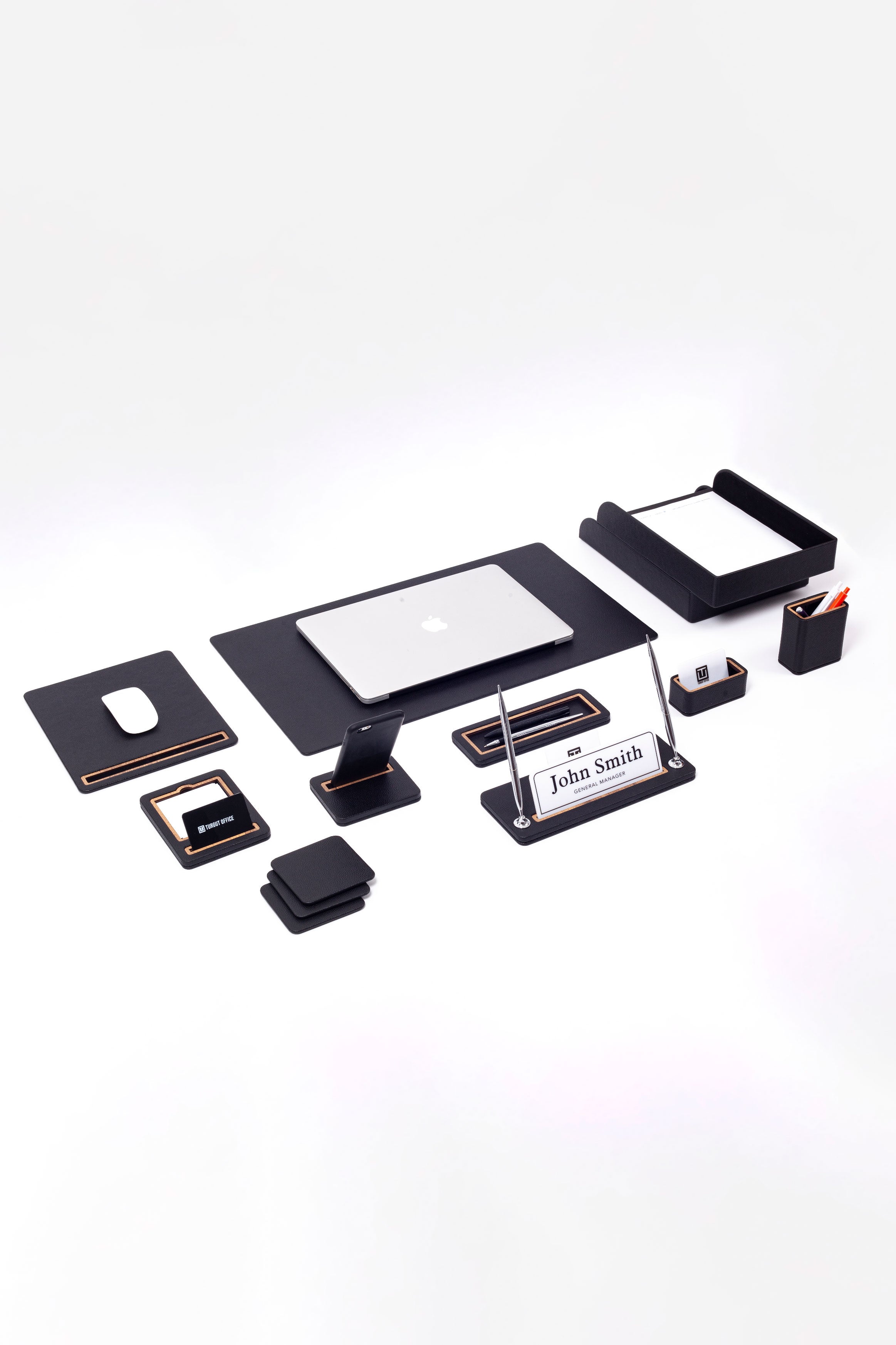 Capella Leather Desk Set 11 Pieces With Double Document Shelf