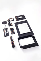 طقم مكتب كابريلا الجلدي مكون من 11 قطعة مع رف مزدوج للمستندات