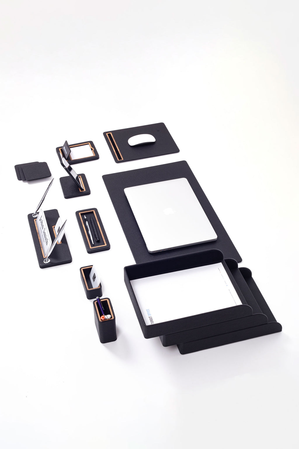 Capella Leather Desk Set 12 Pieces With Three Document Shelves