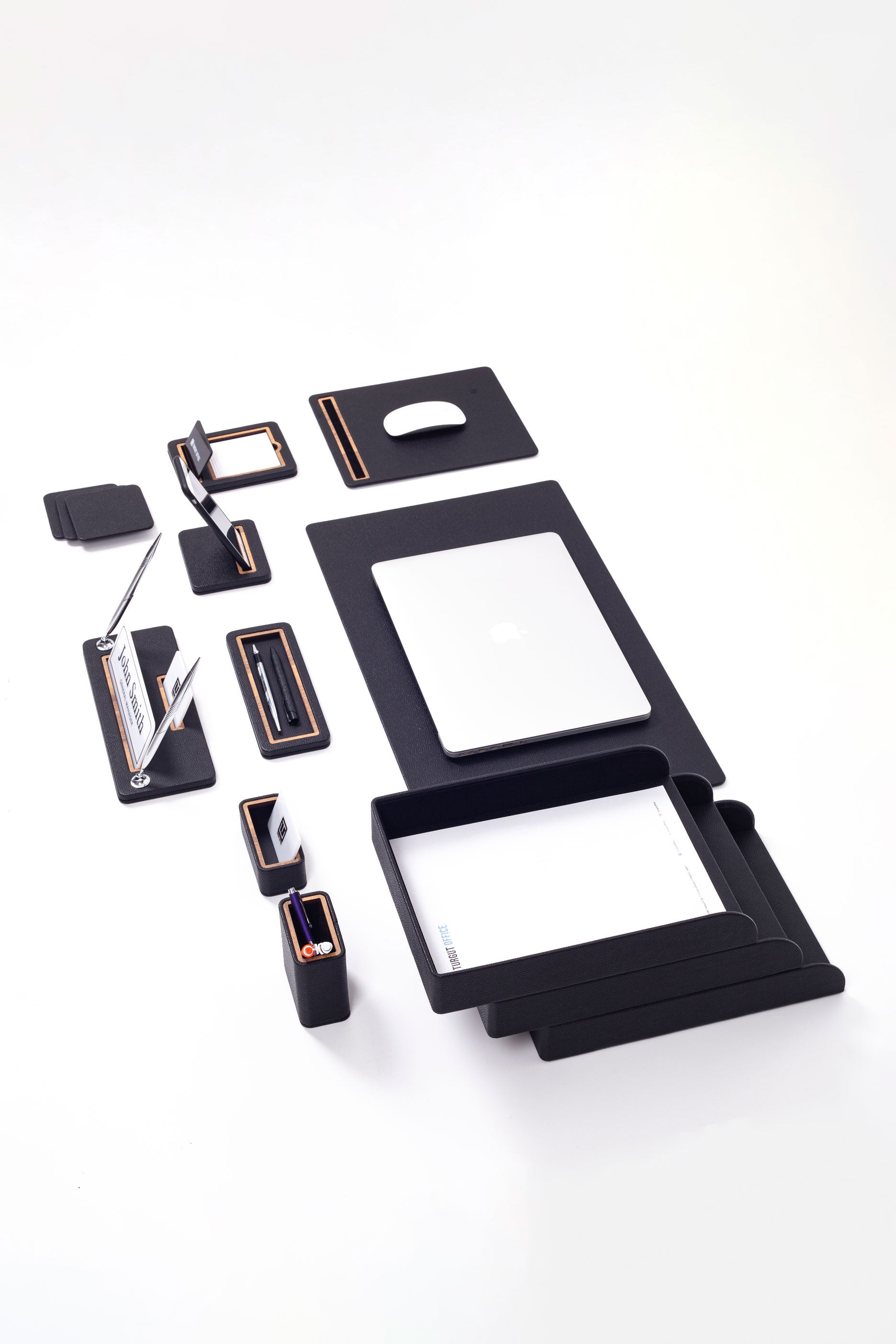 Capella Leather Desk Set 12 Pieces With Three Document Shelves