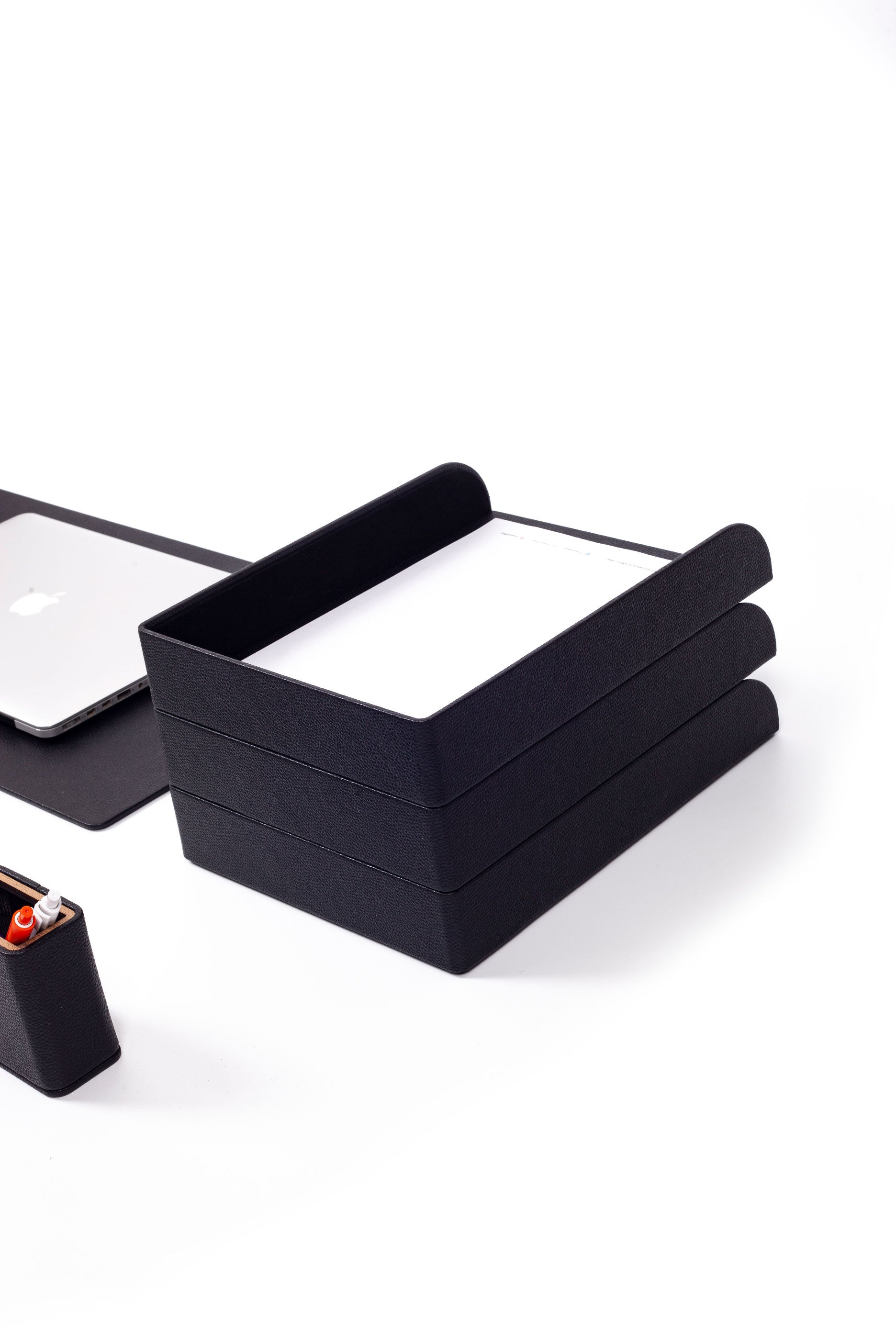 Capella Leather Desk Set 12 Pieces With Three Document Shelves