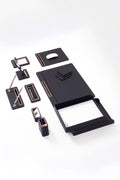 Pera Leather Desk Set 11 Pcs. Cover Model With Double Document Shelf