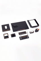 Pera Leather Desk Set 11 Pcs. Cover Model With Double Document Shelf