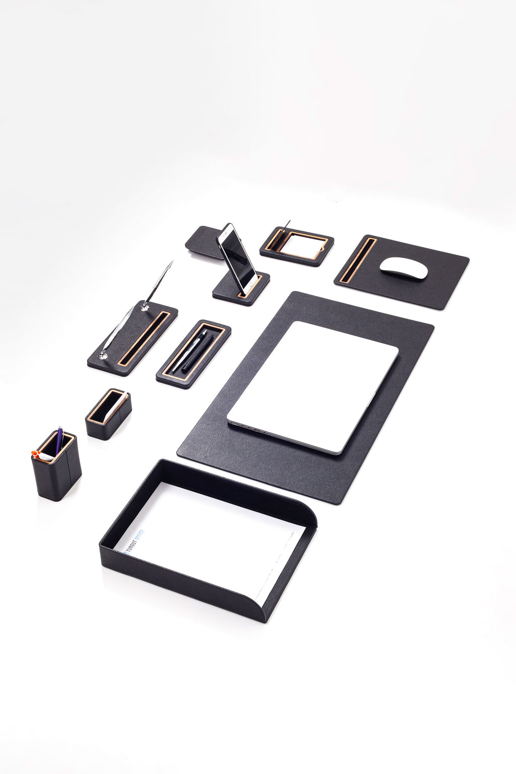 Pera Leather Desk Set 10 Pieces Single Document Rack