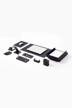 Pera Leather Desk Set 11 Pieces With Double Document Shelf