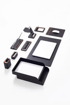 Pera Leather Desk Set 11 Pieces With Double Document Shelf