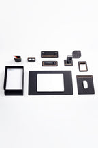 Pera Leather Desk Set 11 Pieces With Double Document Shelf