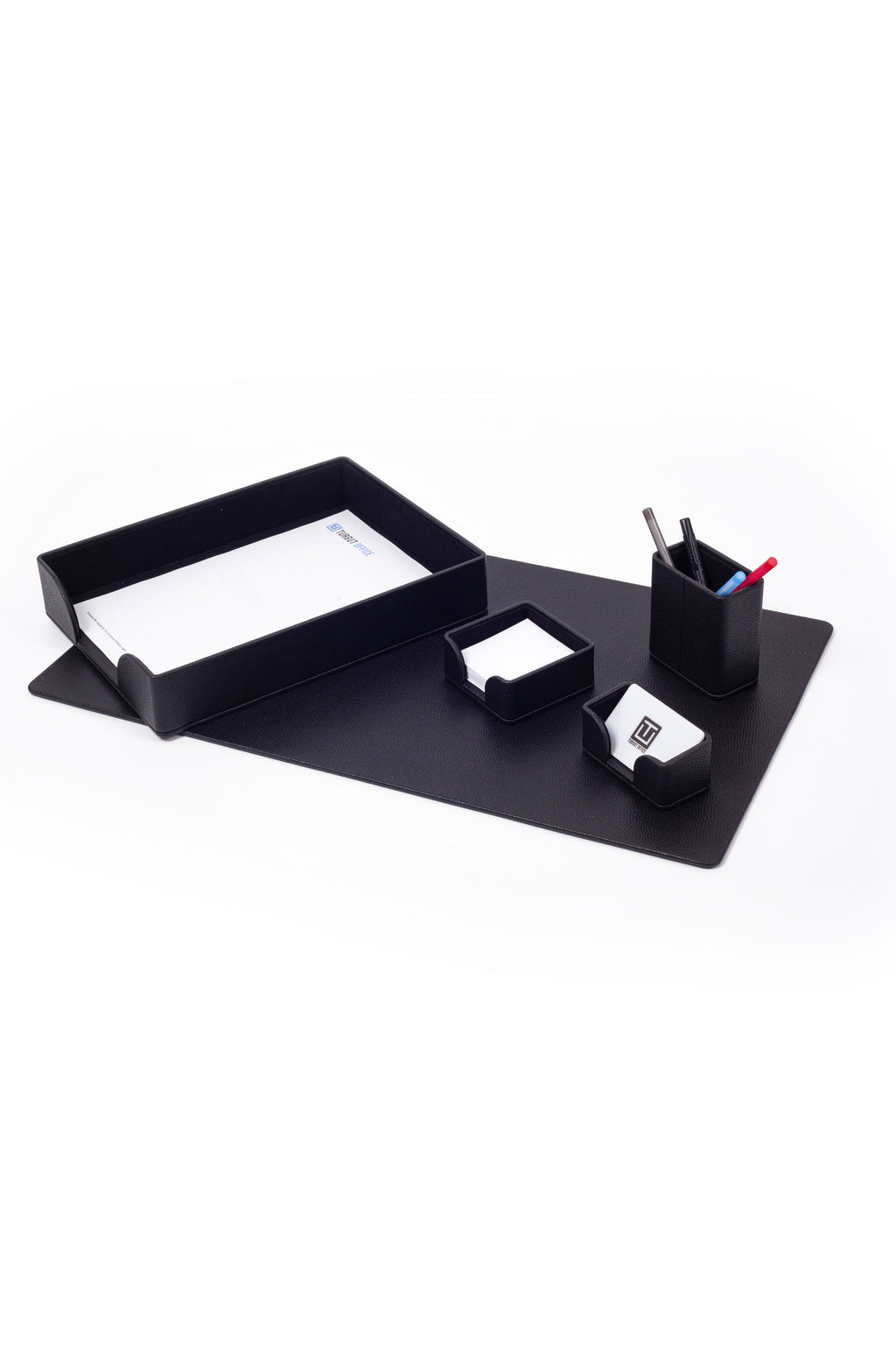 Felix Leather Desk Set Black 5 Pieces