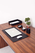 Felix Leather Desk Set Black 5 Pieces