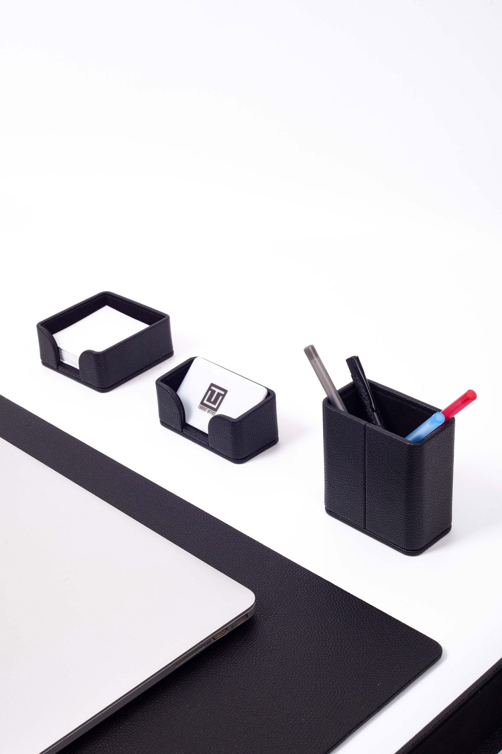 Felix Leather Desk Set Black 5 Pieces