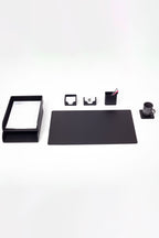 Felix Leather Desk Set Black 7 Pieces