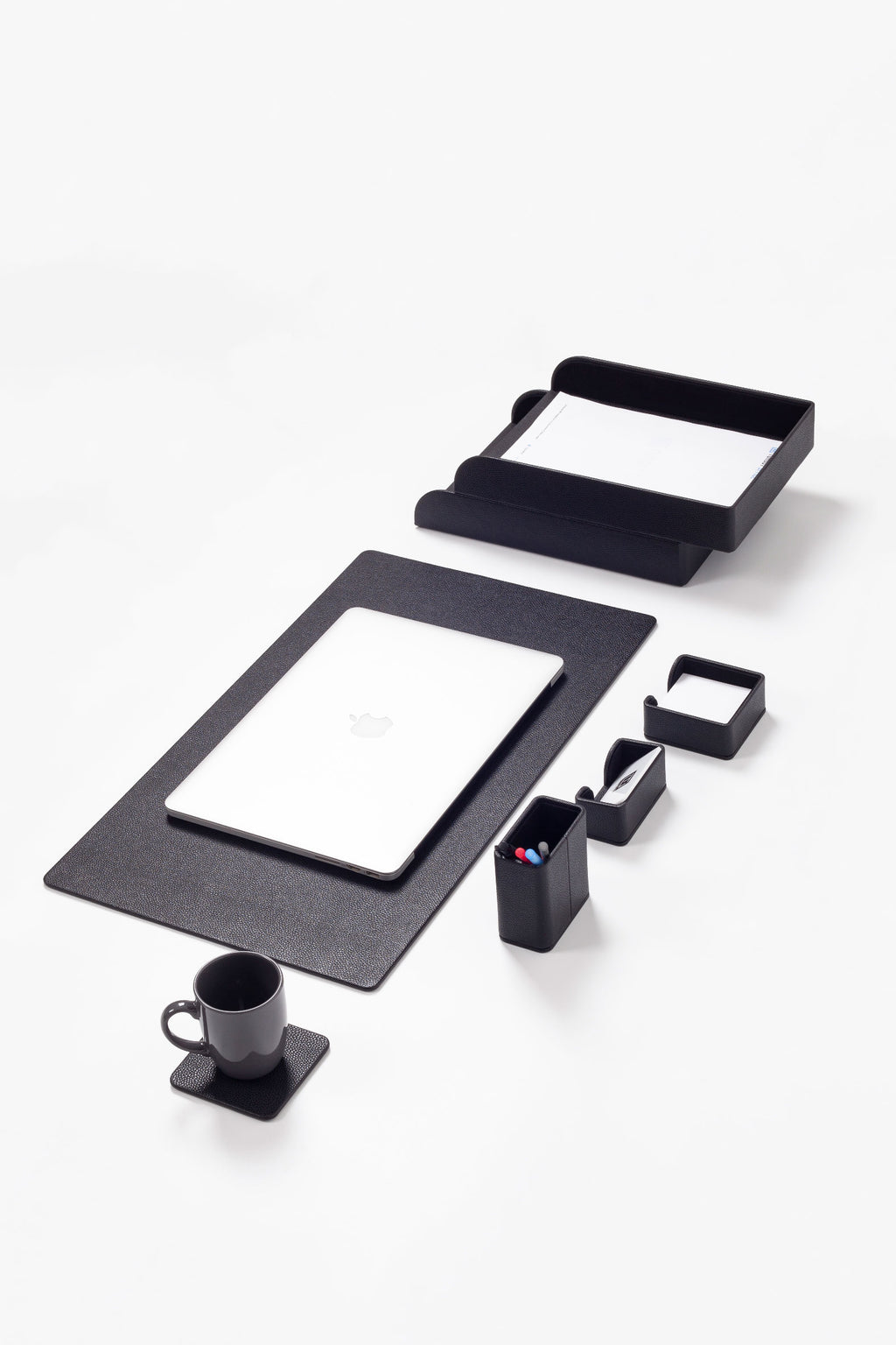 Felix Leather Desk Set Black 7 Pieces