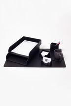 Felix Leather Desk Set Black 7 Pieces