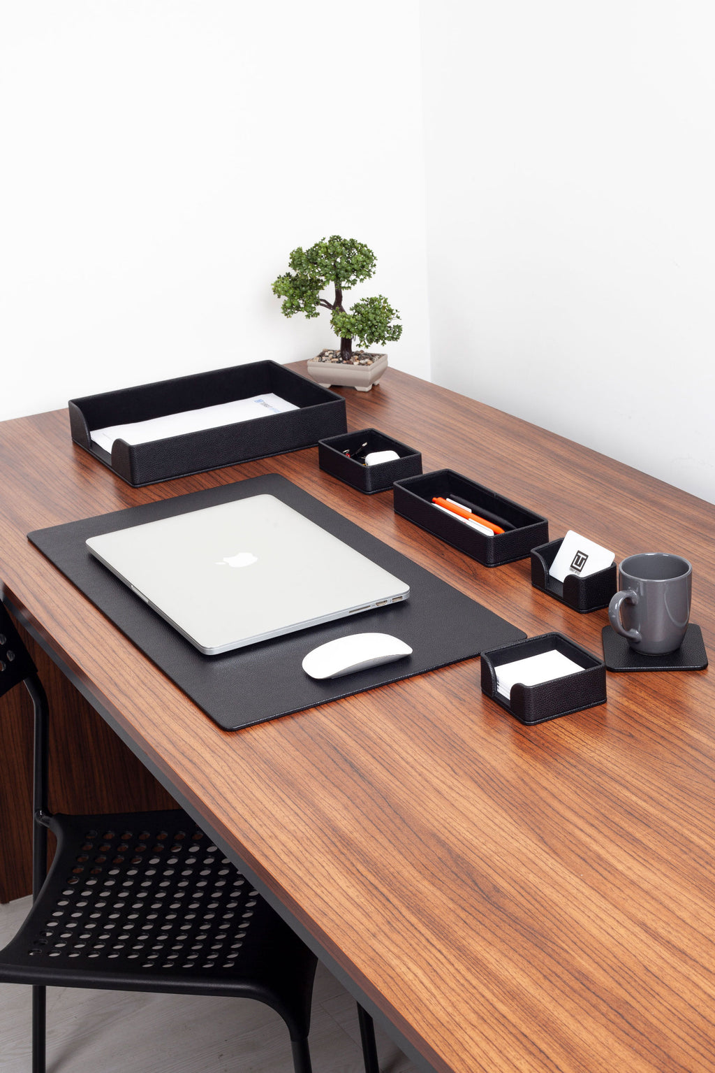 Felix Plus Leather Desk Set Black 7 Pcs