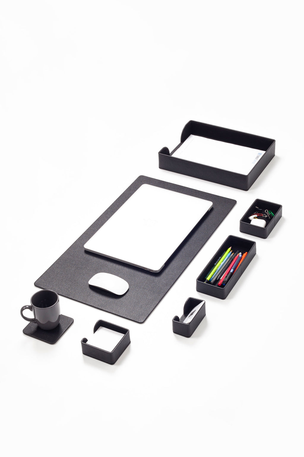 Felix Plus Leather Desk Set Black 7 Pcs