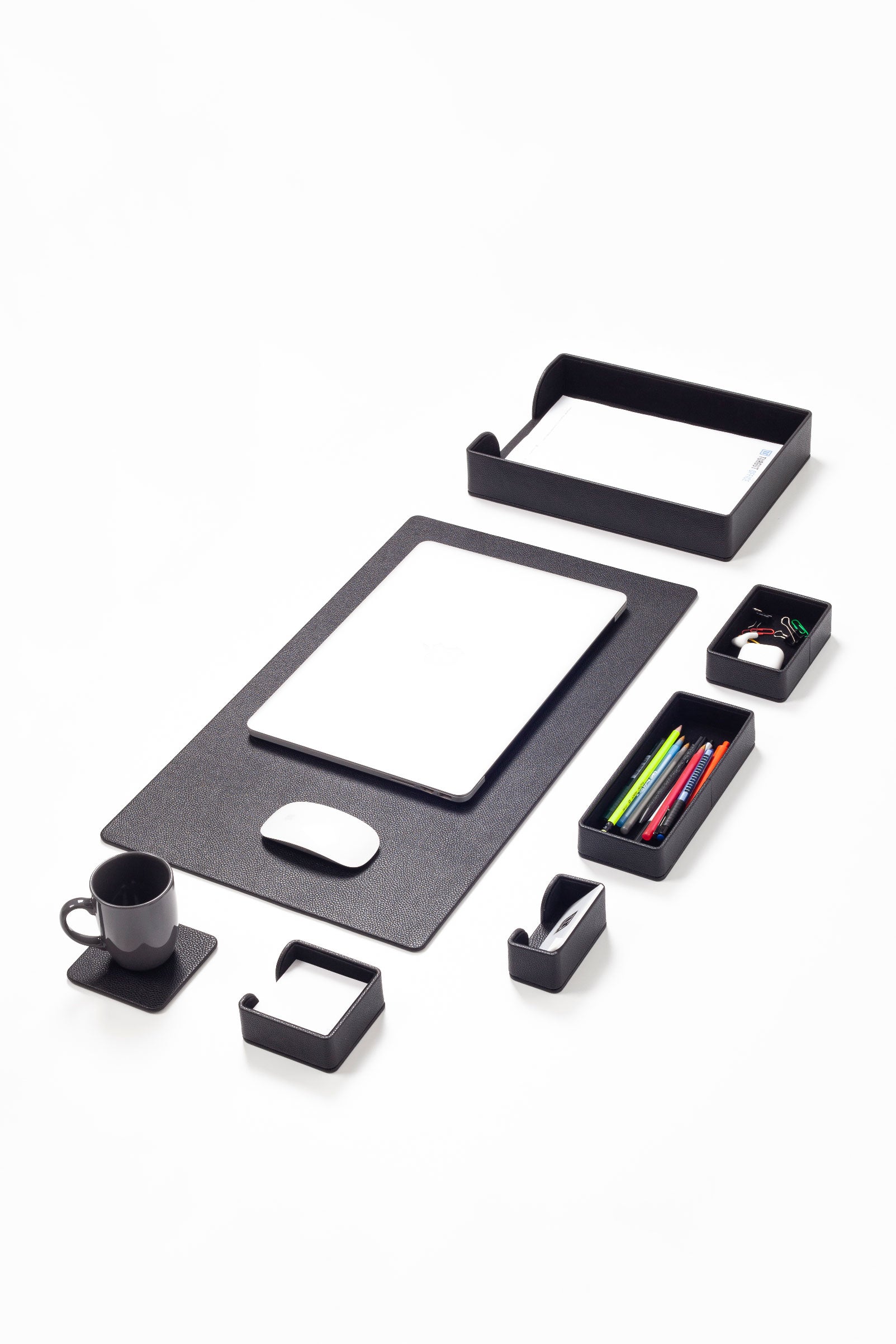 Felix Plus Leather Desk Set Black 7 Pcs