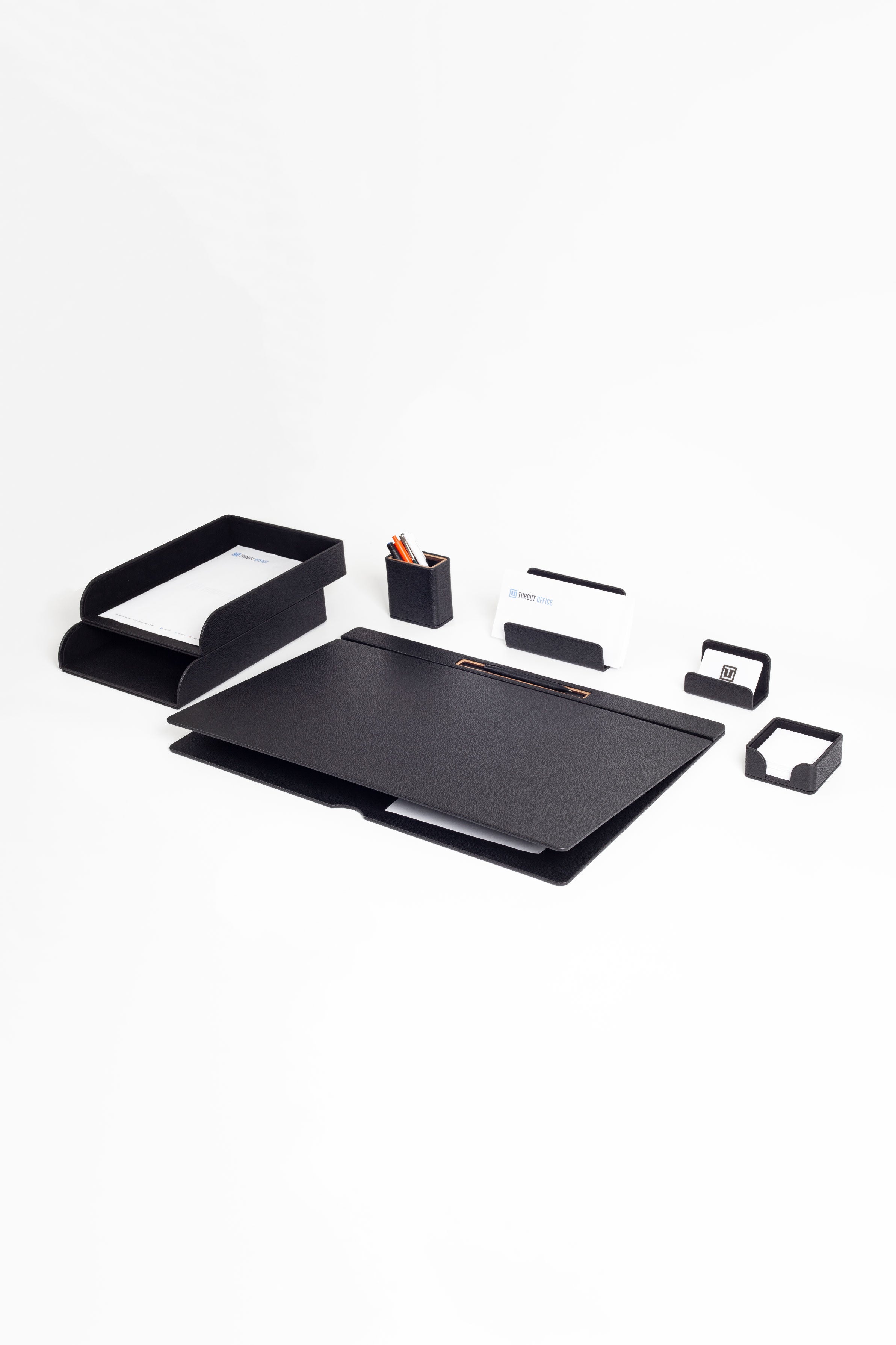 Fox Leather Desk Set Black 7 Pieces