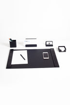 Loft Leather Desk Set Black 5 Pieces Vertical Coroco Detailed