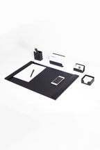 Loft Leather Desk Set Black 5 Pieces Vertical Coroco Detailed
