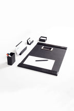 Loft Leather Desk Set Black 5 Pieces Vertical Coroco Detailed